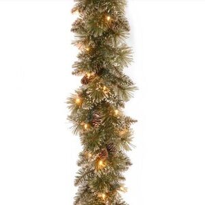National Tree Co. 9 ft. Glittery Silver Bristle Pine Garland Twinkly LED Lights
